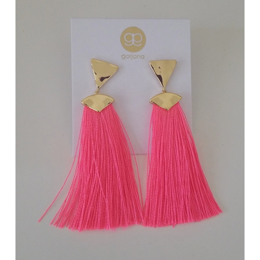 Gorjana Gold and Pink Tassel Earrings